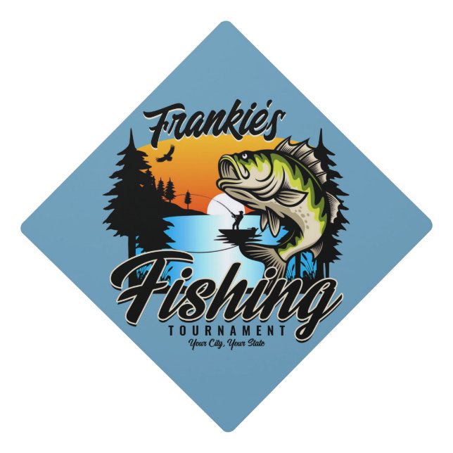 Personalized Fishing Tournament Fish Angler Trout  Graduation Cap Topper (Front)