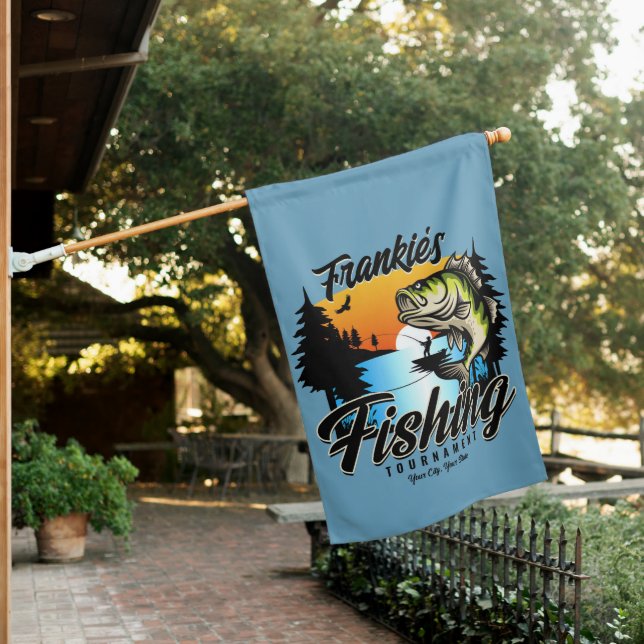 Personalized Fishing Tournament Fish Angler Trout  House Flag (In SItu)