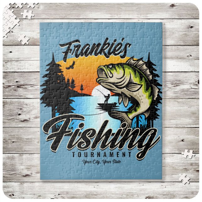 Personalized Fishing Tournament Fish Angler Trout Jigsaw Puzzle (Creator Uploaded)