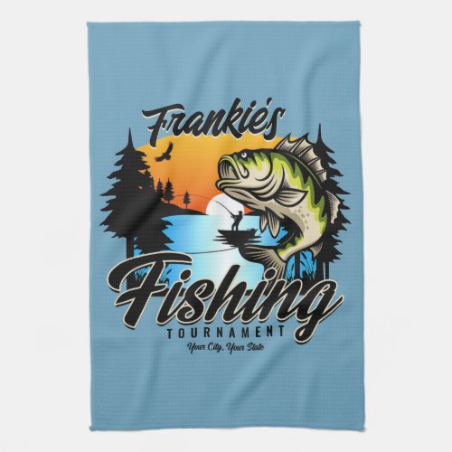 Personalized Fishing Tournament Fish Angler Trout Kitchen Towel