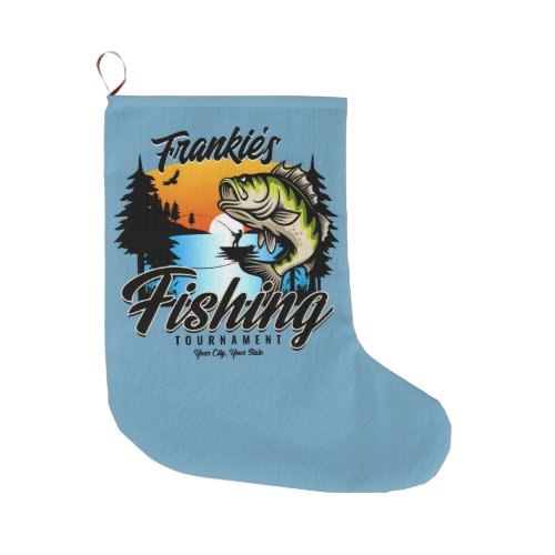 Personalized Fishing Tournament Fish Angler Trout  Large Christmas Stocking