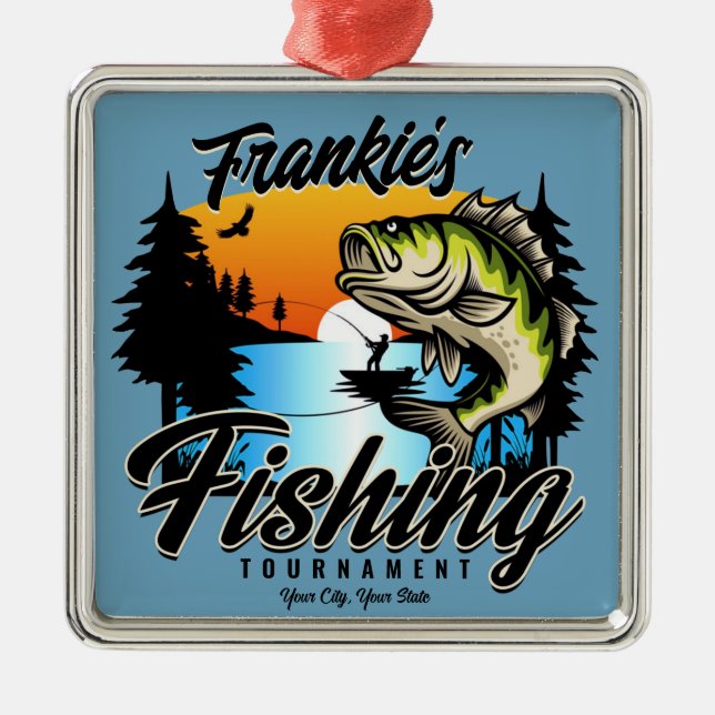 Personalized Fishing Tournament Fish Angler Trout  Metal Ornament (Front)