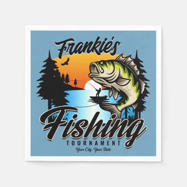 Personalized Fishing Tournament Fish Angler Trout Napkins (Front)