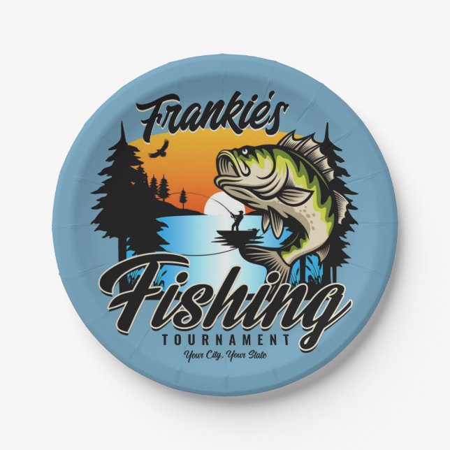 Personalized Fishing Tournament Fish Angler Trout  Paper Plates (Front)