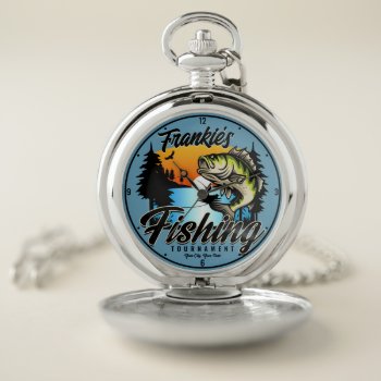 Personalized Fishing Tournament Fish Angler Trout  Pocket Watch by GyftGuru at Zazzle