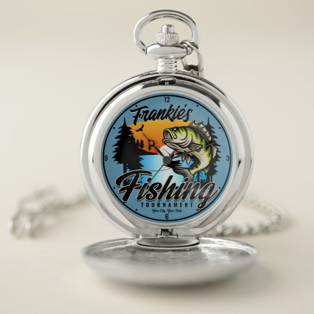 Personalized Fishing Tournament Fish Angler Trout  Pocket Watch (Inside)
