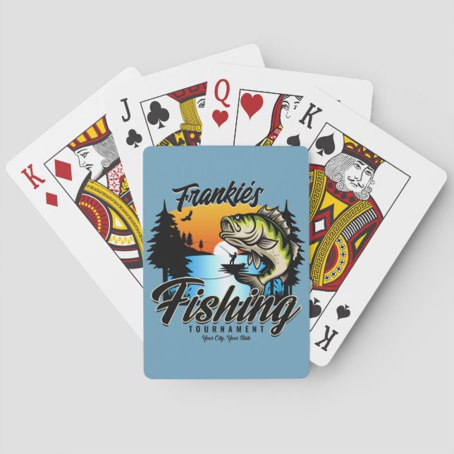 Personalized Fishing Tournament Fish Angler Trout Poker Cards (Back)