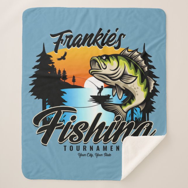 Personalized Fishing Tournament Fish Angler Trout  Sherpa Blanket (Front)