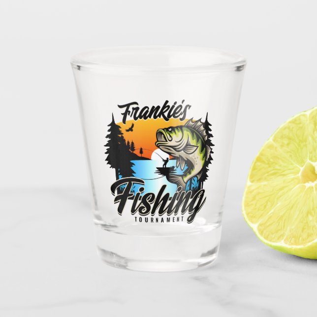 Personalized Fishing Tournament Fish Angler Trout  Shot Glass (Front)