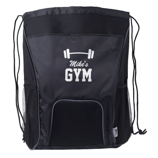 Personalized fitness gym drawstring backpack bag (Front)