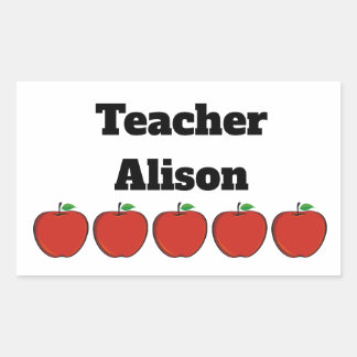 Personalized Five Apple Teacher Stickers