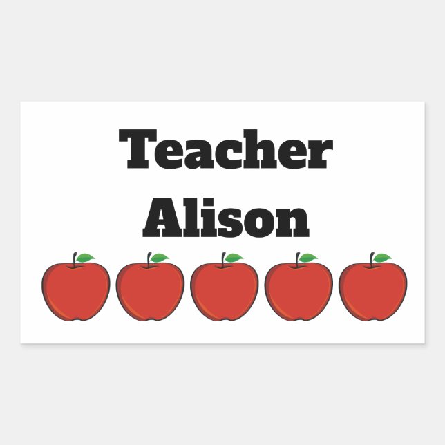 Personalized Five Apple Teacher Stickers (Front)