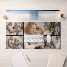 Personalized Five Photo Collage Desk Mat