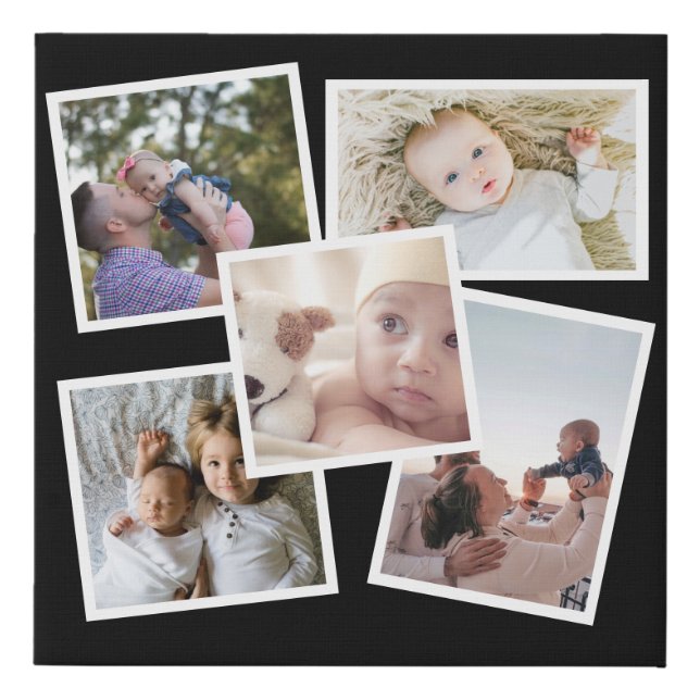 Personalized Five Photo  Faux Canvas Print (Front)