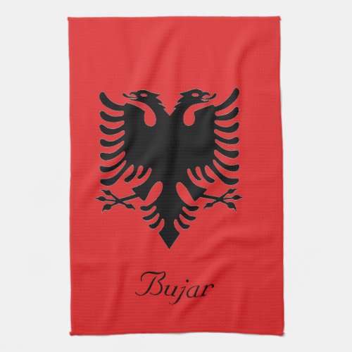 Personalized Flag of Albania Double_Headed Eagle Kitchen Towel