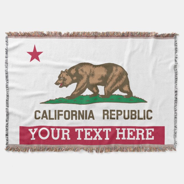 Personalized Flag of California Republic Throw Blanket (Front)
