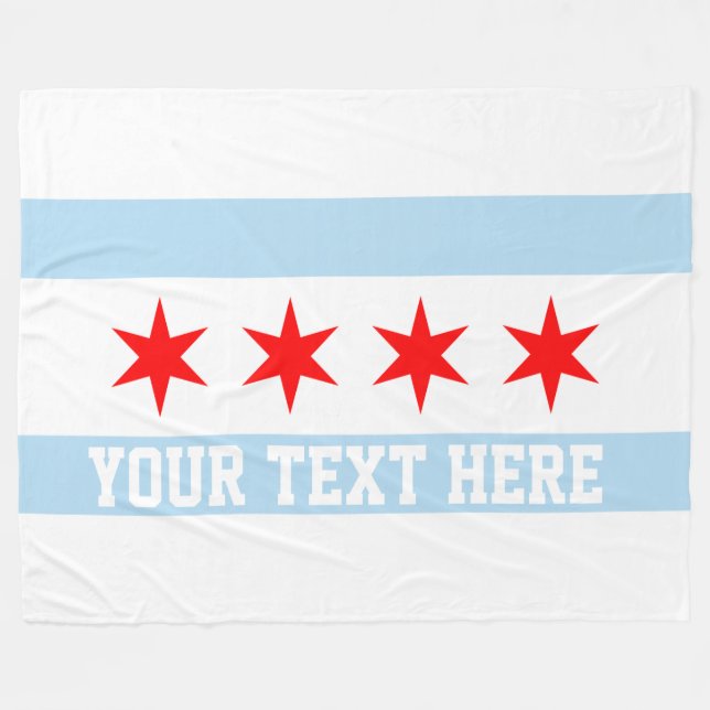 Personalized Flag of Chicago Fleece Blanket (Front (Horizontal))