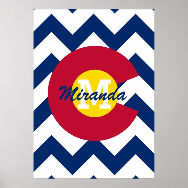Personalized Flag of Colorado Chevron Pattern Poster (Front)