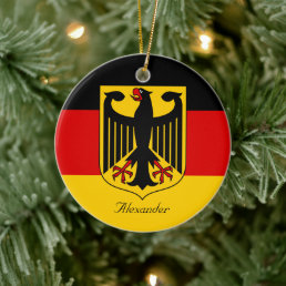 Personalized Flag of Germany with Coat of Arms Ceramic Ornament