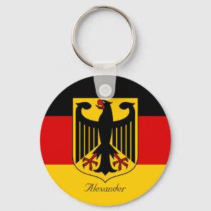Personalized Flag of Germany with Coat of Arms Keychain