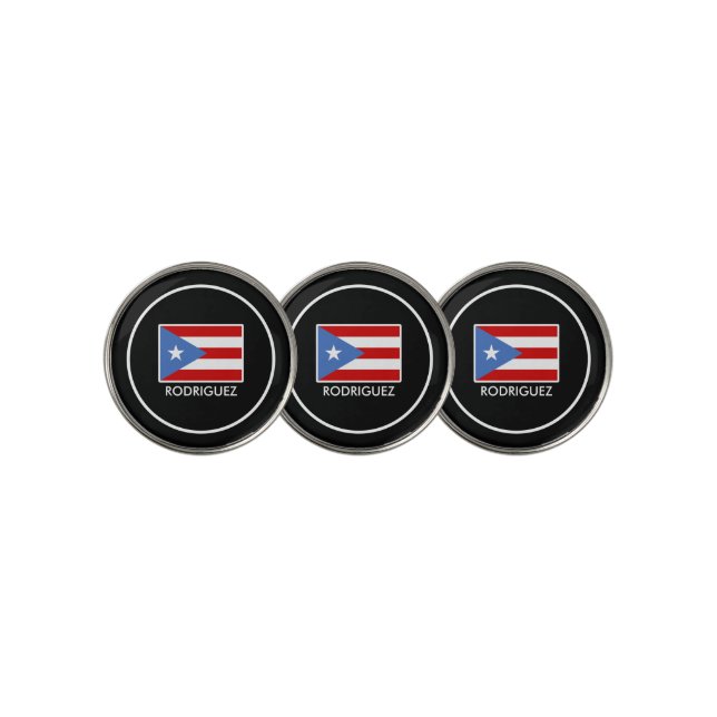 Personalized, Flag of Puerto Rico Golf Ball Marker (3 Up)