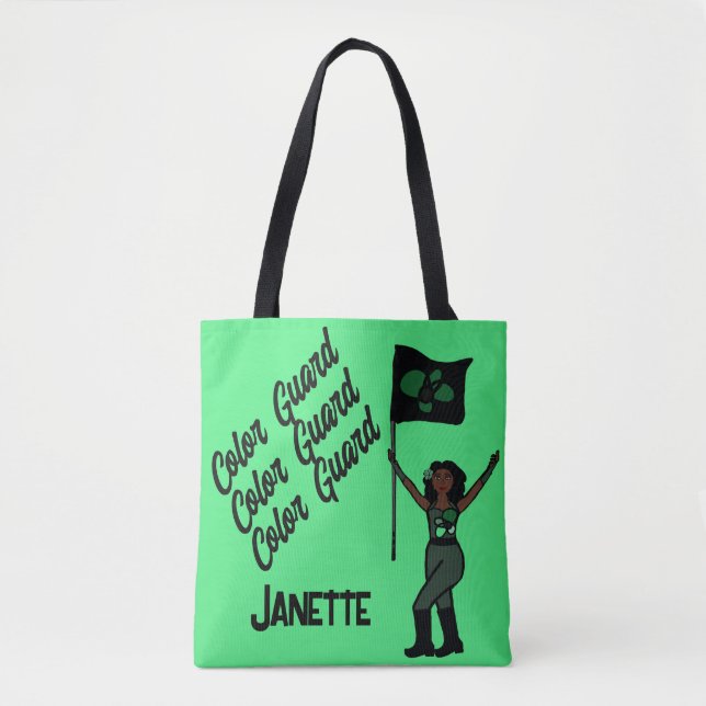 Personalized Flag Tote (Green Flower) B Bag (Front)