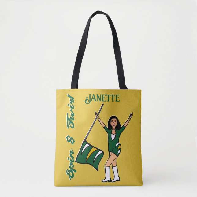 Personalized Flag Tote ( Green Gold White) B Bag (Front)