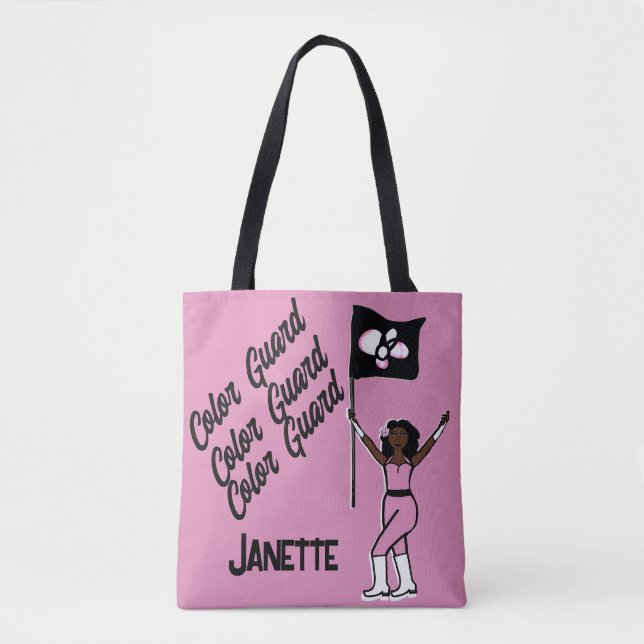 Personalized Flag Tote ( Pink  Flower) B (Front)
