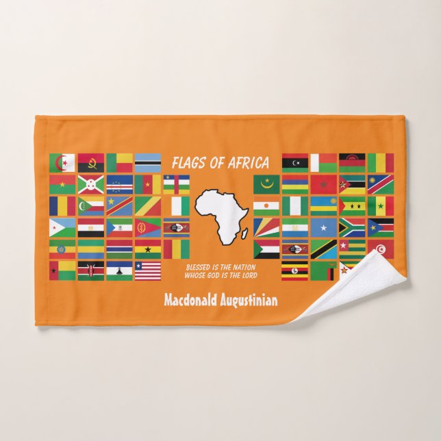 Personalized FLAGS OF AFRICA Orange Hand Towel (Hand Towel)
