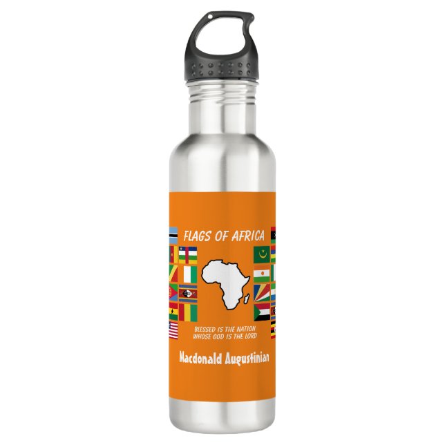 Personalized FLAGS OF AFRICA Orange Stainless Steel Water Bottle (Front)