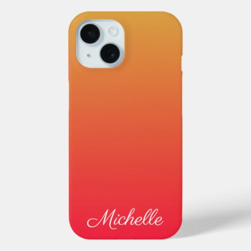 Personalized flame red and yellow ombre iPhone 15 case