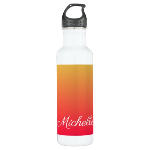 Personalized flame red and yellow ombre stainless steel water bottle