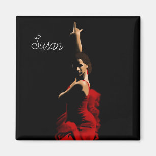 Personalized Flamenco Dancer Red Dress Magnet
