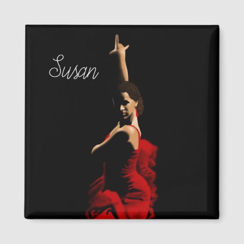 Personalized Flamenco  Dancer Red Dress Magnet