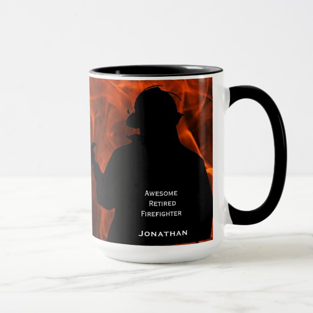 Personalized Flames Firefighter Retirement Mug (Right)