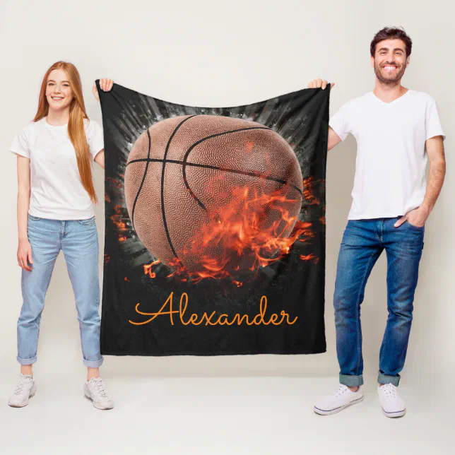 Personalized Flaming Basketball Fleece Blanket Zazzle