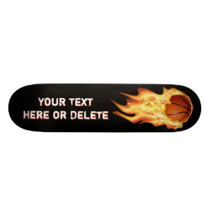 Personalized Flaming Basketball Skateboard Deck