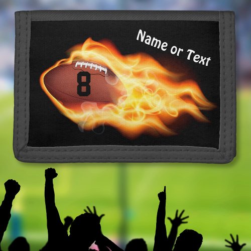 Personalized Flaming Football Wallets for Men Boy