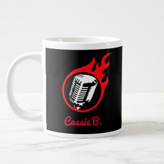 Personalized Flaming Mic Giant Coffee Mug