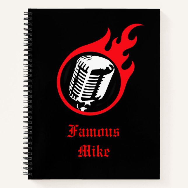 Personalized Flaming Mic Notebook (Front)