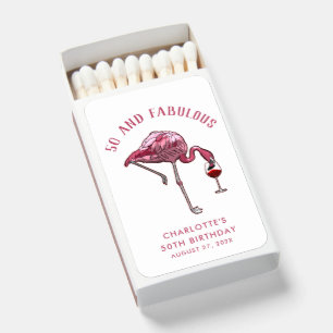 Personalized Flamingo 50th Birthday Novelty Swag Matchboxes