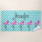 Personalized Flamingo and Polka Dot Beach Towel