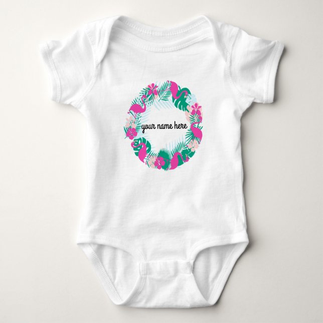 Personalized Flamingo Baby Bodysuit (Front)