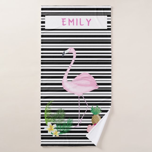 Personalized Flamingo Beach Towel (Bath Towel)
