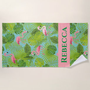 Personalized Flamingo Beach Towel