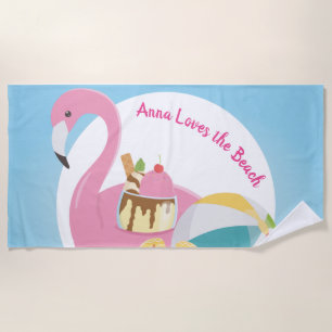 Personalized Flamingo Beach Towel