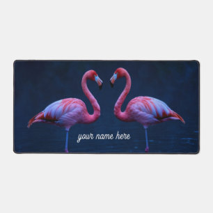 Personalized Flamingo Couple Desk Pad