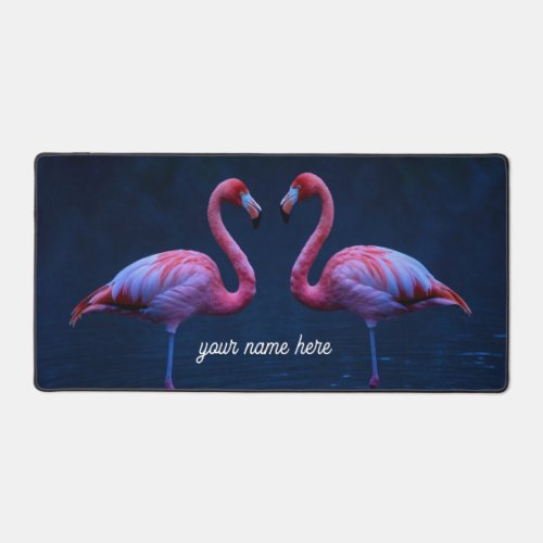 Personalized Flamingo Couple Desk Pad