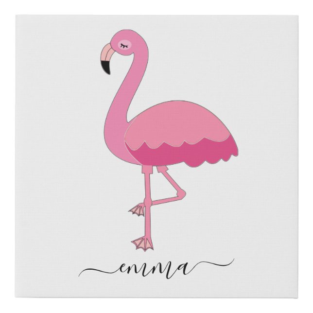 Personalized Flamingo  Faux Canvas Print (Front)