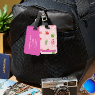 Personalized Flamingo Flair & Monstera Luggage Tag